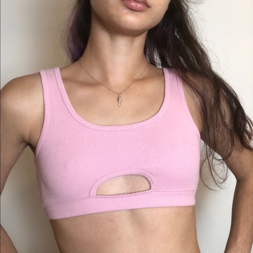 Pastel Pink Bra Top with Keyhole Chest Cutout!